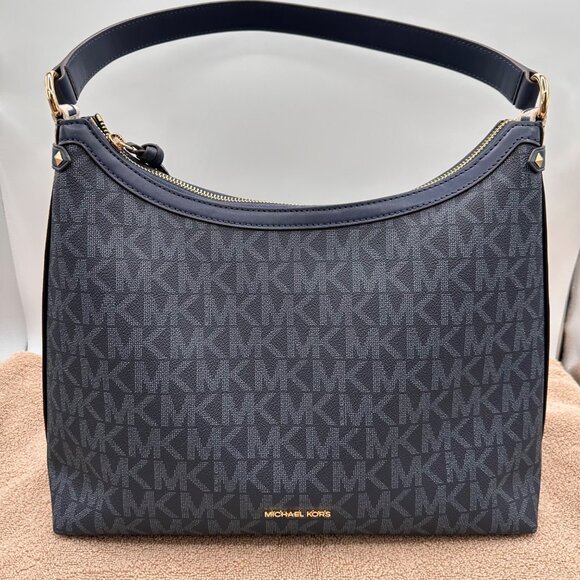 Michael Kors Jet NWT Large Tote Bag Navy Blue Logo Shoulder Handbag 11 X 15 X 5" - Picture 13 of 14